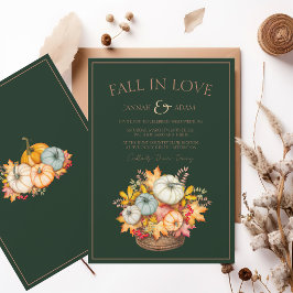 Invitación Caída en el amor Boda de calabazas de otoño verde