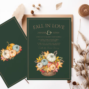 Invitación Caída en el amor Boda de calabazas de otoño verde 