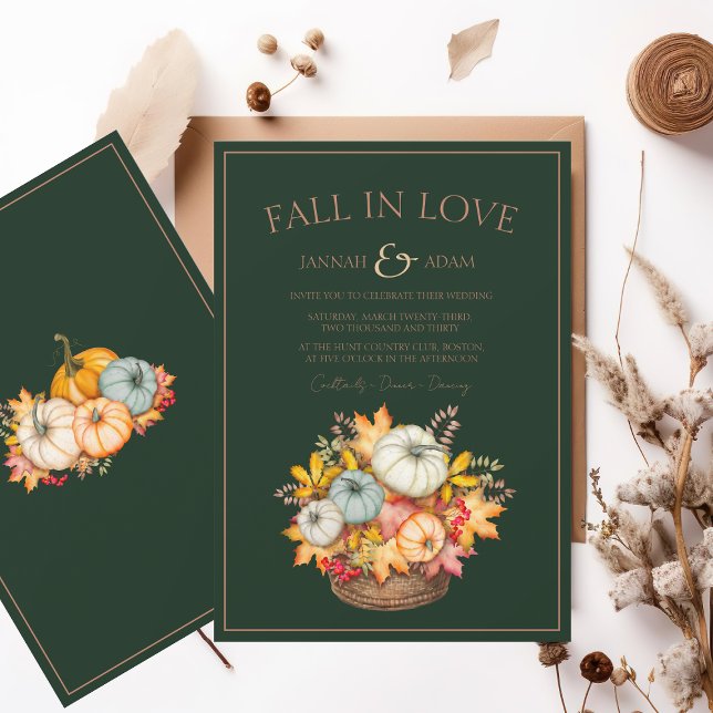 Invitación Caída en el amor Boda de calabazas de otoño verde  (Subido por el creador)