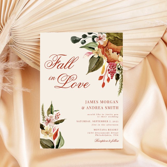 Invitación Caída en el amor Boda floral de otoño rústico (Subido por el creador)