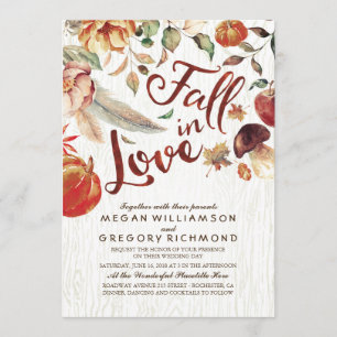 Invitación Caída en el amor Boho Boda Rustic Floral Pumpink