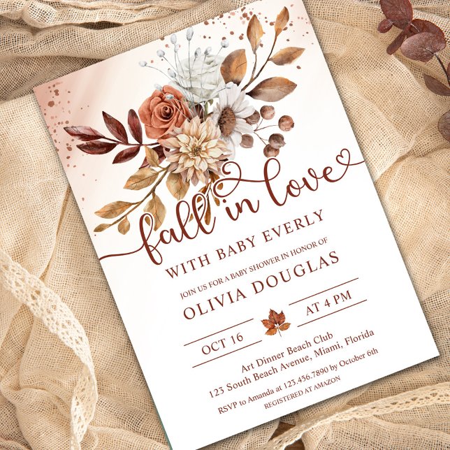 Invitación Caída en el amor Boho Floral Baby Shower (Subido por el creador)