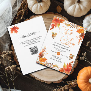 Invitación Caída en el amor Boho Floral QR Boda de código