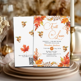 Invitación Caída en el amor Boho Floral QR Código Baby Shower