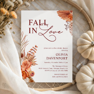 Invitación Caída en el amor Boho Pampas Terracotta Ducha de n