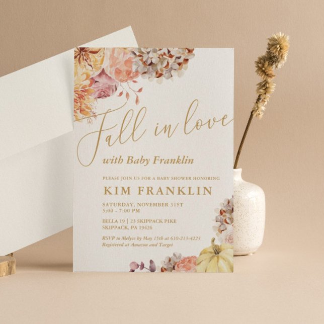 Invitación Caída En El Amor Cae Baby Shower Floral (Subido por el creador)