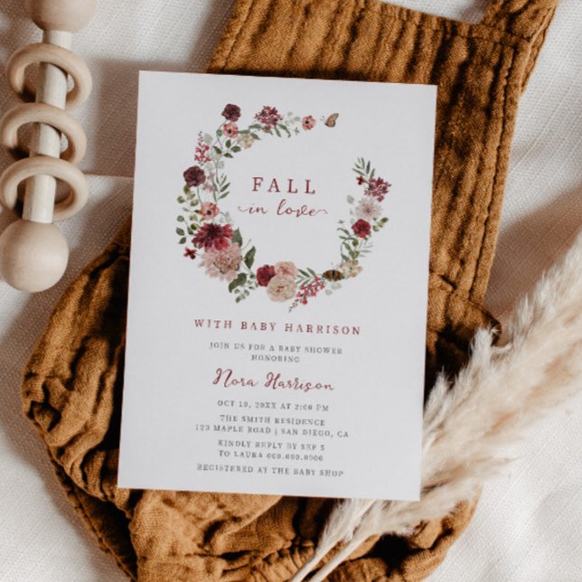 Invitación Caída En El Amor Caída Floral Wreath Baby Shower (Subido por el creador)