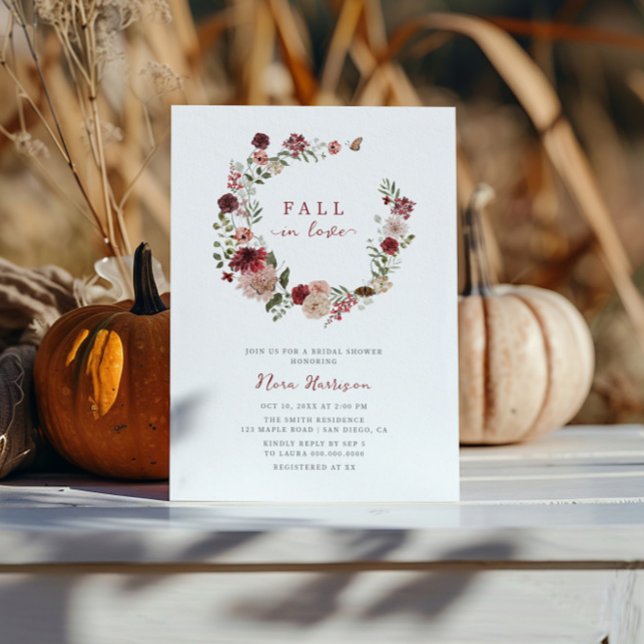 Invitación Caída En El Amor Caída Floral Wreath Bridal Ducha (Subido por el creador)