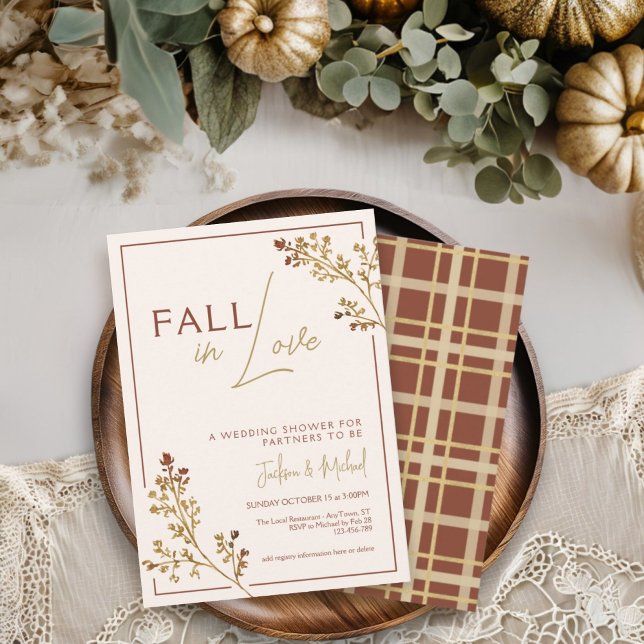 Invitación Caída En El Amor Caída Foliage Plaid Wedding Showe (Subido por el creador)