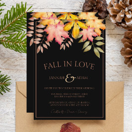 Invitación Caída en el amor Caída Negra otoño deja Boda