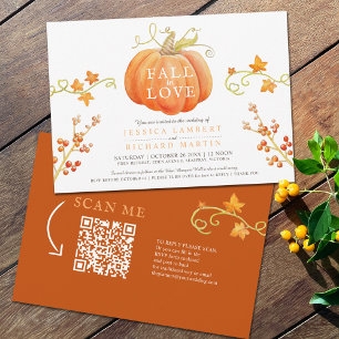 Invitación Caída en el amor Calabaza acuática otoño boda QR