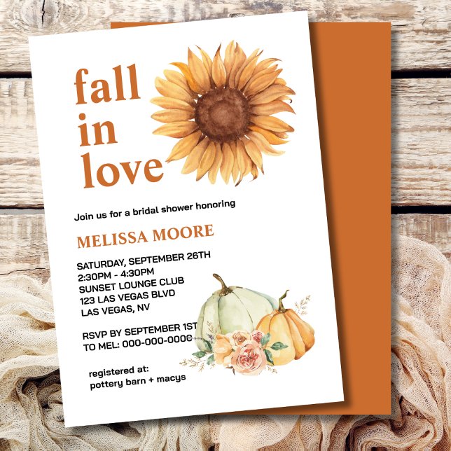 Invitación Caída en el amor calabaza blanca ducha de novia (Subido por el creador)