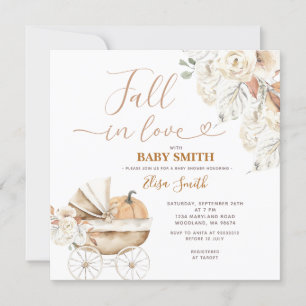 Invitación Caída En El Amor Calabaza Carrito Floral Baby Show