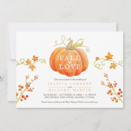 Invitación Caída en el amor Calabaza de acuarela boda otoño