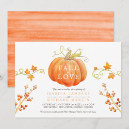 Invitación Caída en el amor Calabaza de acuarela boda otoño