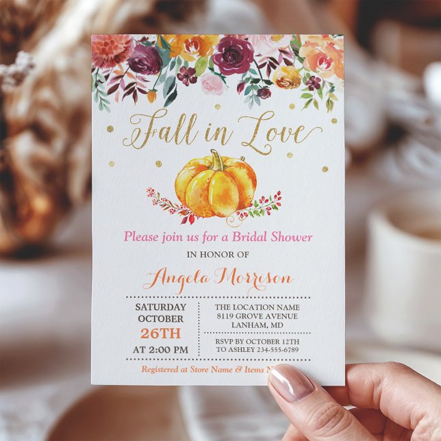 Invitación Caída en el amor Calabaza Dorada Ducha de novia Ro (Subido por el creador)