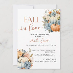Invitación Caída en el amor calabaza floral ducha de novia