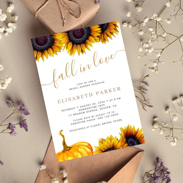 Invitación Caída en el amor calabaza floral ducha de novia rú (Subido por el creador)