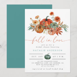 Invitación Caída en el amor Calabaza Floral Ducha de novias