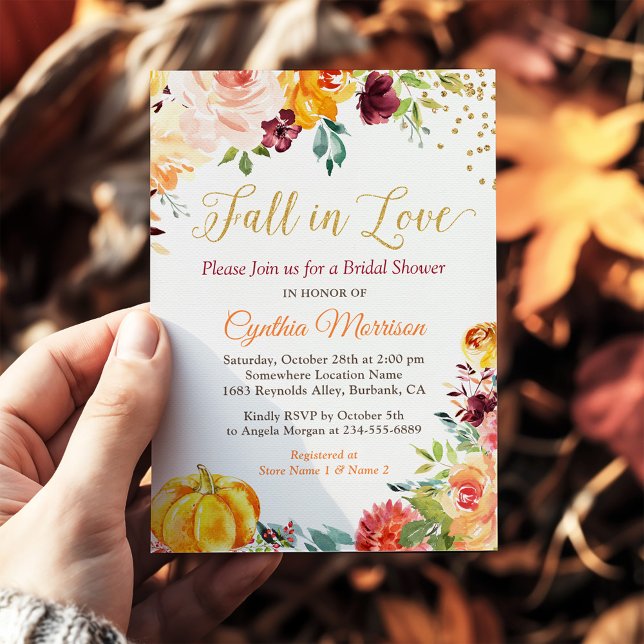 Invitación Caída en el amor Calabaza floral Otoño Ducha Brida (Subido por el creador)
