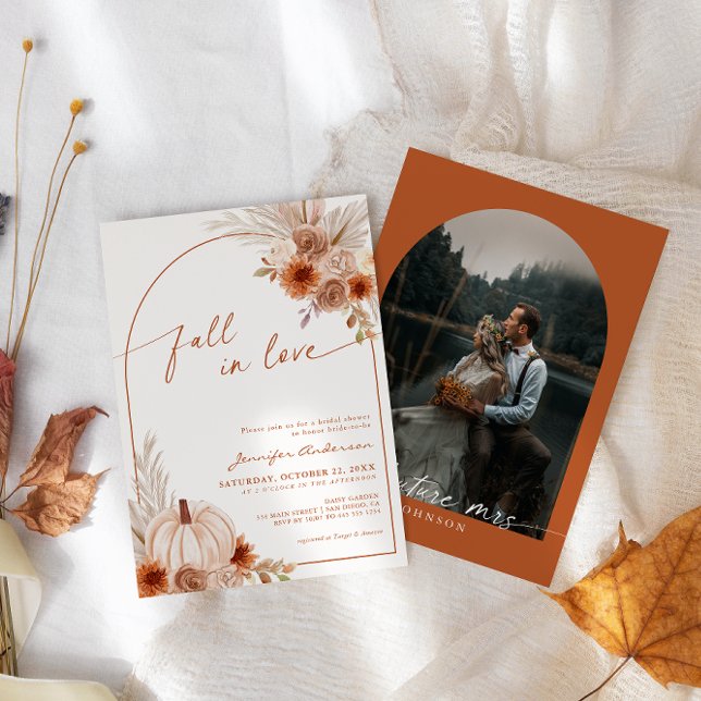 Invitación Caída En El Amor Calabaza Otoño Bridal Shower Phot (Subido por el creador)