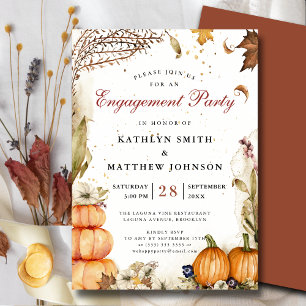 Invitación Caída En El Amor Calabaza Partido Compromiso Otoño