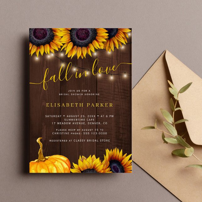 Invitación Caída en el amor calabaza rústica ducha de novia f (Subido por el creador)