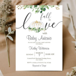 Invitación Caída en el amor Calabaza Verdor Floral Baby Showe
