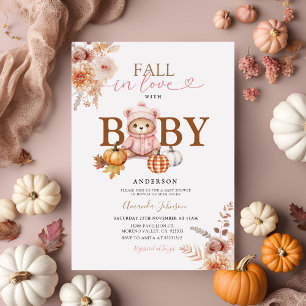 Invitación Caída en el amor Chica Rosa Gingham Bear Baby Show