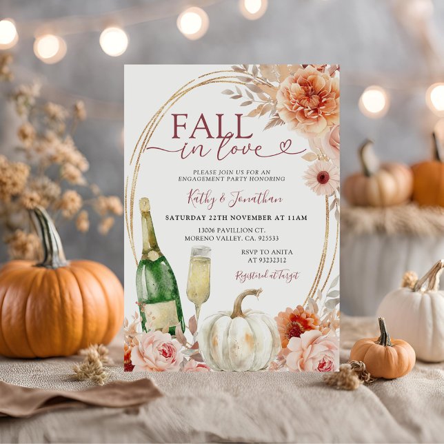 Invitación Caída en el amor Compromiso de Calabaza Floral de  (Subido por el creador)