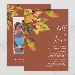 Invitación Caída en el amor Compromiso Elegante del Foliage d