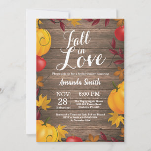 Invitación Caída en el amor Cosecha Otoño Calabaza Ducha Brid
