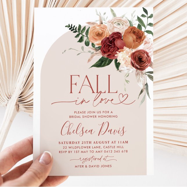 Invitación Caída En El Amor Floral Bridal Shower Arch (Fall in Love Arch - Bridal Shower Invitation)
