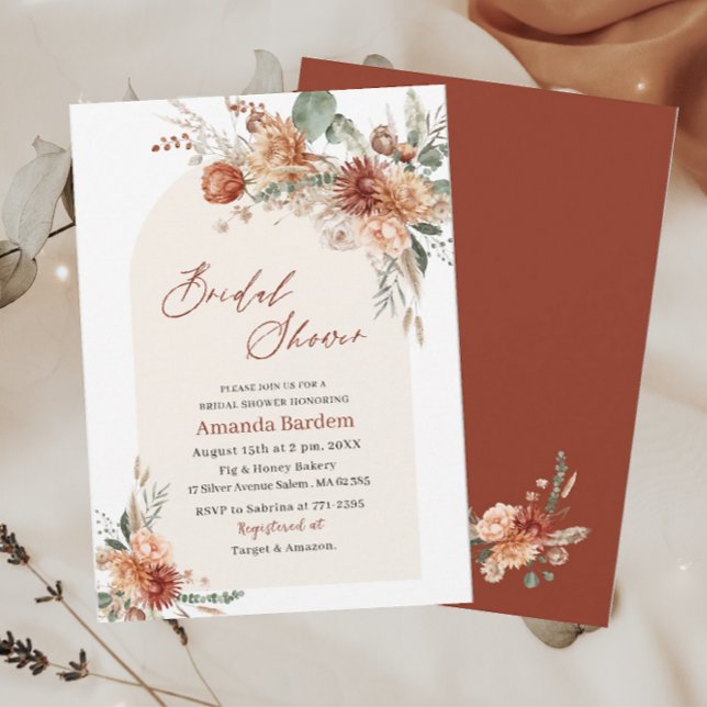 Invitación Caída en el amor Flores acuarela ducha de novia (Subido por el creador)