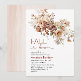 Invitación Caída en el Amor Flores Acuarela ducha de novia en