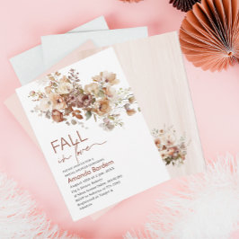 Invitación Caída en el Amor Flores Acuarela ducha de novia en