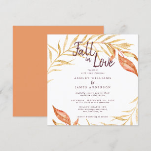 Invitación Caída en el amor Foliage de oro Boda de cobre de o