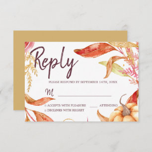 Invitación Caída en el Amor Foliage de Otoño Amarillo RSVP
