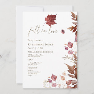 Invitación Caída en el amor Foliage de Otoño Baby Shower blan