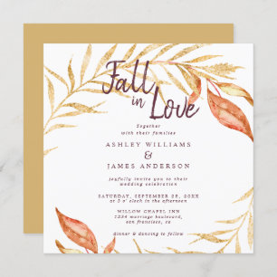 Invitación Caída en el amor Foliage de Otoño Boda Amarillo