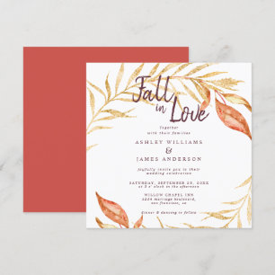 Invitación Caída en el amor Foliage de Otoño Boda rojo