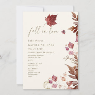 Invitación Caída en el amor Foliage de otoño Cream Baby Showe