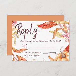 Invitación Caída en el amor Foliage de Otoño Naranja RSVP