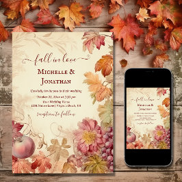 Invitación Caída en el Amor Hermosa Boda de Caída Vintage de 