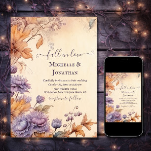 Invitación Caída en el Amor Hermosa Boda de Caída Vintage de