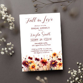 Invitación Caída en el amor naranja burdeos dahlias ducha de