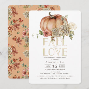 Invitación Caída en el amor Naranja Floral Calabaza ducha de