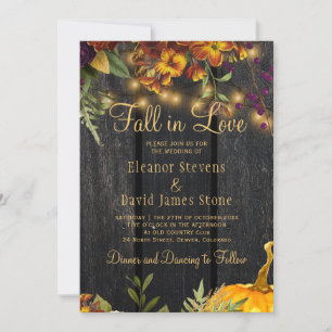 Invitación Caída en el amor otoño otoño boda floral rústico