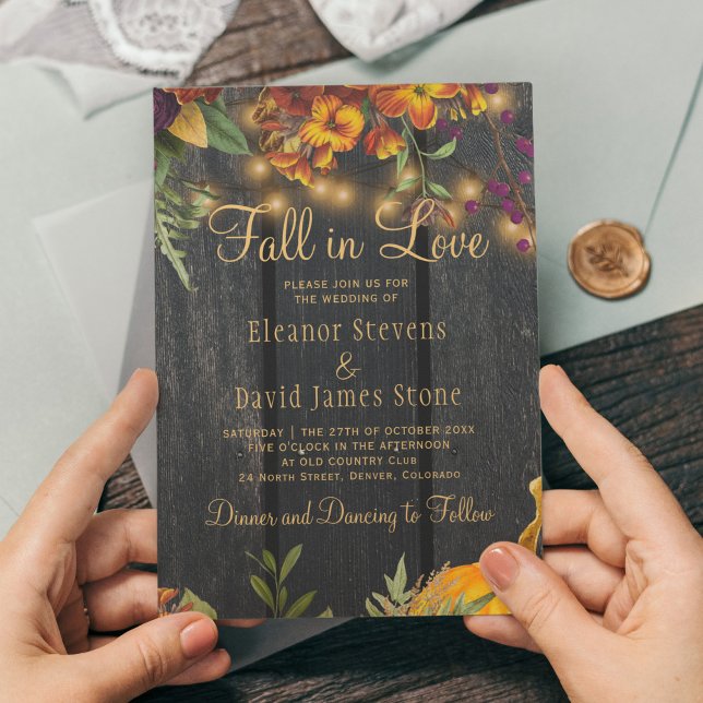 Invitación Caída en el amor otoño otoño boda floral rústico (Subido por el creador)