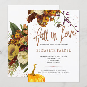 Invitación Caída en el amor oxidado floral moderna ducha de n